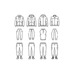 Tracksuit line art inspired minimalist fashion design