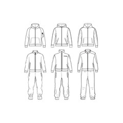 Tracksuit line art sleek comfortable activewear illustration