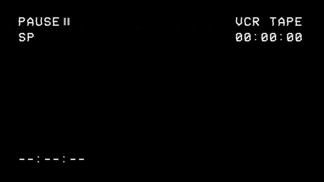 VHS tape pause with noise effect animation