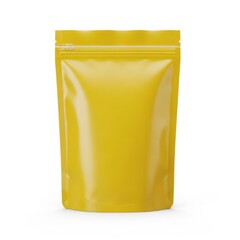 Bright yellow stand-up pouch with a secure zipper closure for versatile product packaging