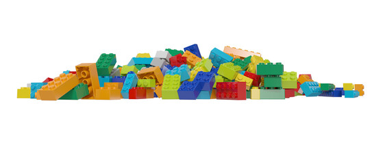 Constructor set pile isolated transparent background photo realistic 3d rendering PNG with alpha channel
