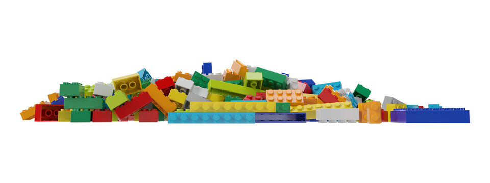 Constructor set pile isolated transparent background photo realistic 3d rendering PNG with alpha channel
