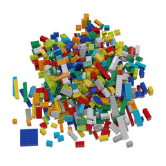 Constructor set pile top view isolated transparent background photo realistic 3d rendering PNG with alpha channel
