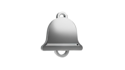 3D Silver bell icon on transparent background