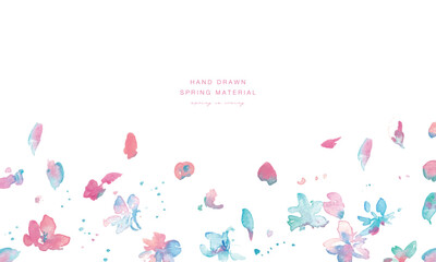 水彩画。水彩タッチの桜のベクター背景。舞い上がる桜の背景。春の桜水彩画。