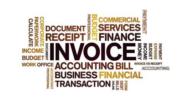 invoice animated word cloud-text design animation tag kinetic typography seamless loop.