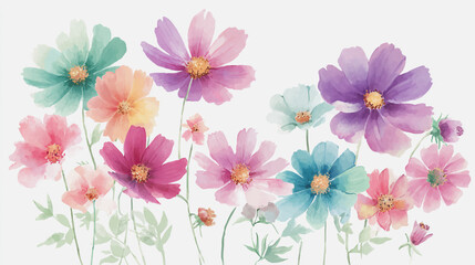 watercolor botanical Daisy flowers texture template background.Elegant wedding invitation card background . Minimal hand painted Design for wedding or Valentine's Day