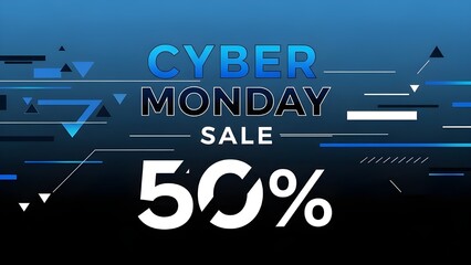 Cyber Monday 50% Off Sale Banner - Digital Shopping Discount  