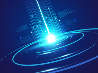 Artificial intelligence (AI) with Futuristic AI Circles network lines movement and Dynamic Growth up lines at the center light effect on dark blue background vector design concept for advance tech.