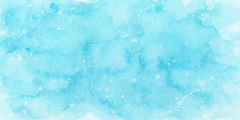 Obraz premium An abstract blue watercolor background features a frozen winter texture of ice and snow patterns with light clouds for a cold nature backdrop