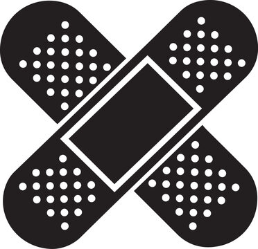 Crossed plasters Band aid icon silhouette vector black on a white background