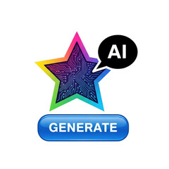 Ai generated star with circuit pattern isolated on transparent background