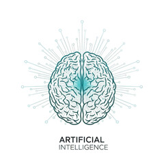 Artificial intelligence brain illustration isolated on transparent background