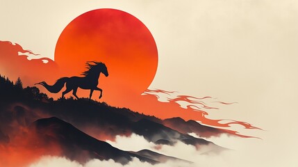 年賀状のイラスト素材_午年(2026)