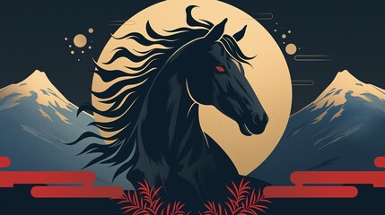 年賀状のイラスト素材_午年(2026)