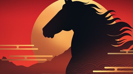 年賀状のイラスト素材_午年(2026)