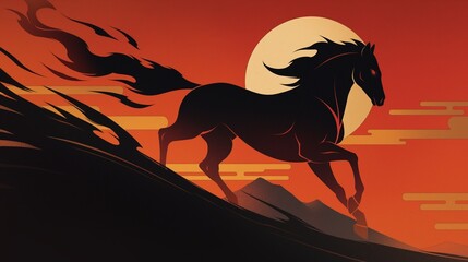 年賀状のイラスト素材_午年(2026)