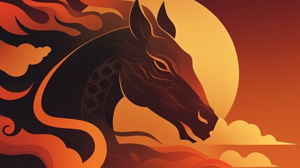 年賀状のイラスト素材_午年(2026)