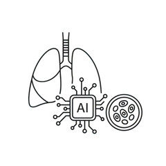 Ai chip analyzing lung and cell data isolated on transparent background