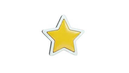 3D Shiny golden star with silver outline transparent background