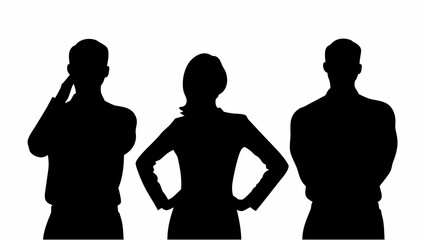 Confident business people standing together in silhouettes