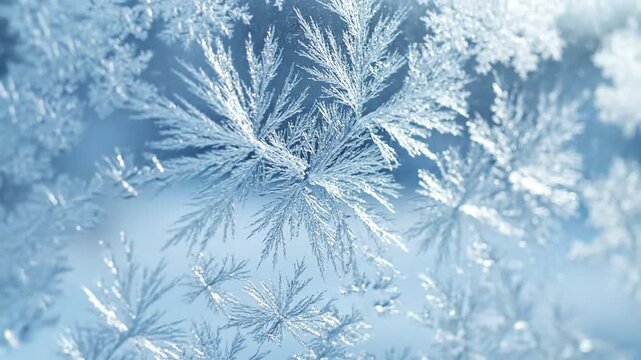 A seamless winter wallpaper featuring a frosty natural background with blue ice textures and floral snowflake patterns for a cold Christmas holiday card design illustration