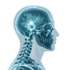 Digital brain interface technology isolated on transparent background