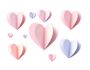 Colorful hearts illustration isolated on transparent background