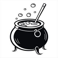 Witchs cauldron silhouette with bubbles