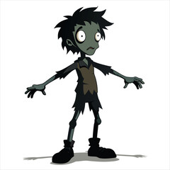 Lurching zombie character illustration vector cartoon isolated on white background