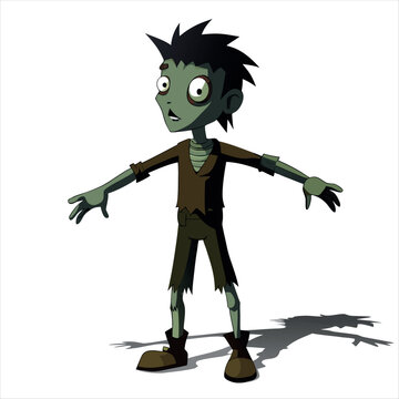 Lurching zombie character illustration vector cartoon isolated on white background