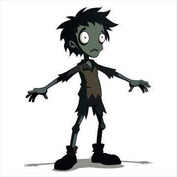 Lurching zombie character illustration vector cartoon isolated on white background
