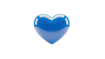 3D Glossy Blue Heart on transparent background