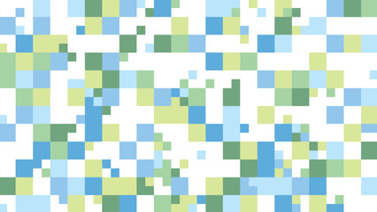 Fototapeta premium Colorful abstract square grid pattern in blue, green, and yellow shades for pixel art, data visualization, and design backgrounds
