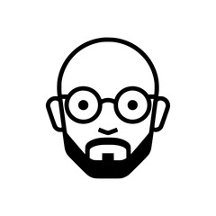 Minimalist bald man with glasses and beard face