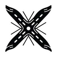 Abstract Road Intersection Vector Icon - Crossroads Network Symbol