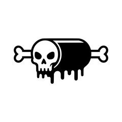 Paper Roll Vector Illustration with Skull and Crossbones