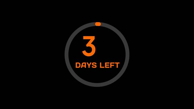 Countdown timer number illustration.  3 Days left countdown timer.