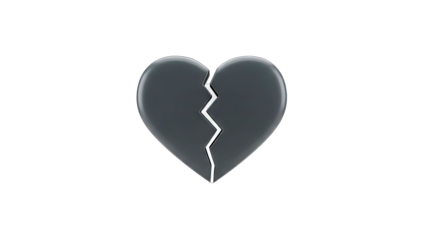 3D Broken Heart Icon on transparent background