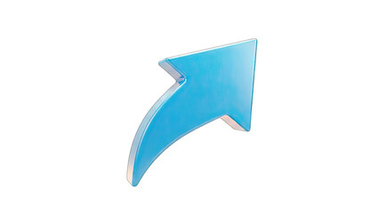 3D Blue glossy arrow pointing up and right on transparent background
