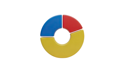3D Colorful Pie Chart Segments on transparent background