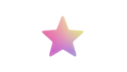 3D Glossy Star Shape with Gradient Colors on transparent background