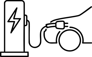 Electric Vehicle EV Charging Station Icon with Bolt and Plug Drawing