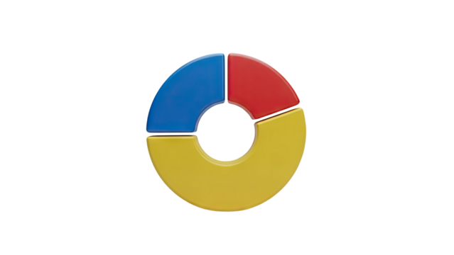 3D Colorful Pie Chart Segments on transparent background - Powered by Adobe