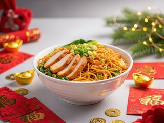 Celebratory noodle dish for chinese new year