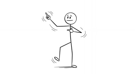 Obraz premium Black and White Stickman Dancing Cartoon Animation on White Background