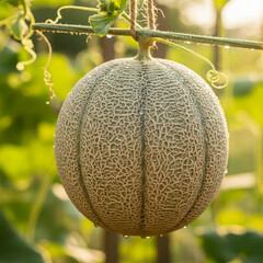 Fresh Ripe Melon On Vine