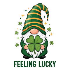 Feeling Lucky St. Patrick&rsquo;s Day Gnome with Shamrock Clover