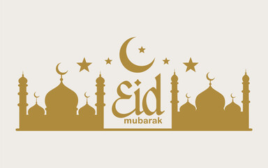 Eid mubarak mosque silhouette