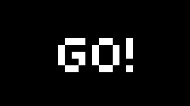 321 go countdown pixel number on transparent background suitable for race and gaming. 4K Alpha Channel
